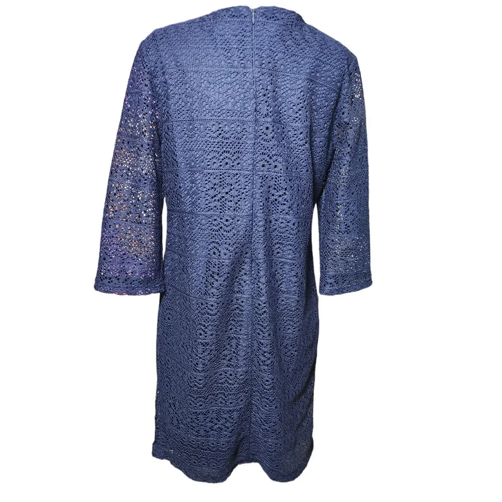 CHICO'S Short Lace Dress Midnight Navy Blue Shift sz 0 / S - Picture 4 of 10